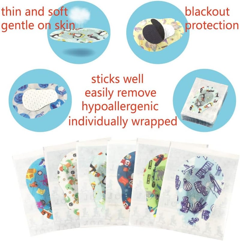 MEOWGOOL Adhesive Eye Patches for Kids with Lazy Eye, 90+9 Bonus Patches, Adhesive Bandages for Amblyopia, 6 Fun Boys Designs (Regular Size) - Image 2